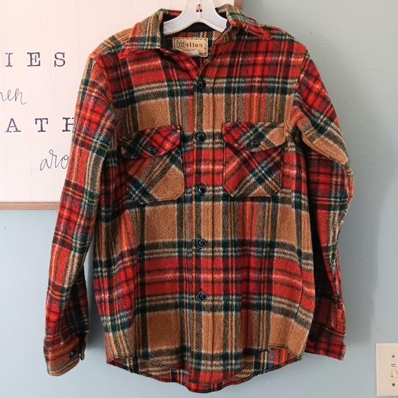 Wool, Melton Outer-wear Flannel Button Up Shirt Jacket Mens Size Small Vintage - Picture 2 of 12